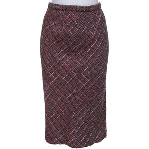 DOLCE & GABBANA Tweed Skirt Knee Length Multicolor Leopard Print Sz 42